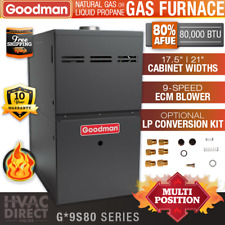 80K BTU 80% Natural NG or Propane LP Goodman Gas Furnace 1 Stage, Multi-Position picture