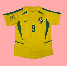 Retro Brazil 2002 World Cup Home Jersey Ronaldo #9 R9 Size Large picture