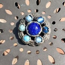 PRICE REDUCED Vintage Lapis Lazuli Multistone Pendant/Pin picture