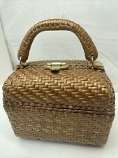 Vintage Koret Woven Wicker Purse Lined- Circa 1960s Brown Basket Style picture