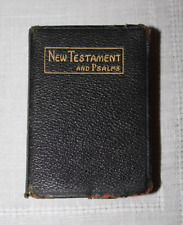 1918 Antique Miniature Leather Gilt Pages KJV New Testament and Psalms Era 1910 picture