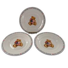 Retroneu Stoneware Bear Set of 3 Dinner Plates America Land I Love Patriotic picture