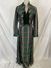 Corinth Street Maxi Dress Tartan Plaid w/ Jacket Halter 10 Vintage Green picture