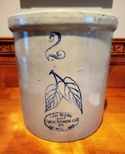 Antique Red Wing Union Stoneware 2 Gallon Crock With Birch Leaves picture
