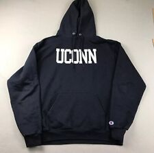 Champion UCONN Huskies Hoodie Mens Large Blue Pullover NCAA Hooded Sweatshirt picture