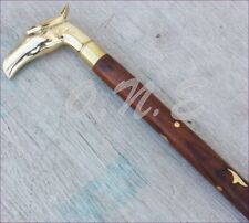 Vintage Solid Brass Handle Antique Style Victorian Cane Wooden Walking Stick New picture