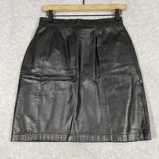 VTG Wilson Leather Womens Size 12 A-Line Leather Skirt Black picture