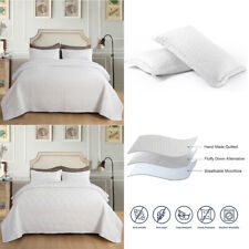 3x Quilts Set Twin Queen King White Bedspreads with 2 Pillowcase Comforter Set picture