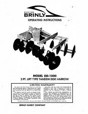 1000 Lift Type Tandem Disk Harrow Operator's Maint Manual Fits Brinly DD-1000 3p picture