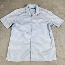Tori Richard Shirt Mens Large Blue Floral Palm Button Up Short Sleeve picture