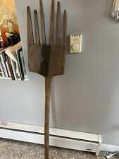 Antique AmishWood Hay Fork Pitchfork Hand Carved From One Tree -6 Tines picture