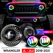 LED Demon Halo Headlights Fog Lights for Jeep Wrangler JL JLU Wrangler Gladiator picture