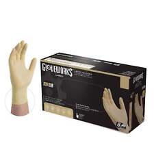 GLOVEWORKS Heavy Duty Ivory Latex Industrial Disposable Glove 8 Mil ILHD44100BX picture