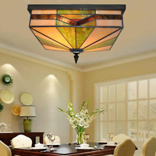 Tiffany Ceiling Lamp Vintage Flush Mount Ceiling Light with Stained Glass Shade  picture