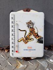VINTAGE ESSO GASOLINE PORCELAIN SIGN 1963 METAL THERMOMETER GAS ADVERTISING SIGN picture