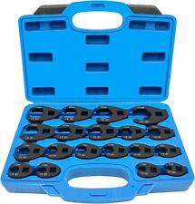 19PC Crow foot Flare Nut Wrench Set 3/8 1/2in Drive Ratchet Extension Large Tool picture