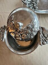 Handmade Ornate Aluminum Serving Tray and Pot with Lid picture