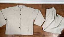 Vintage Norm Thompson Womens Large Tan Pant Suit Set Tight Knit Matching Cute picture