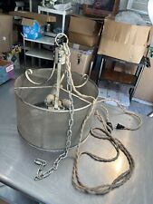 Rustic Hanging Light Fixture Metal Vintage Industrial Cage Cord Switch picture