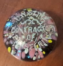 C.W. Stine Contractor of Plastering Antique American Glass Paperweight picture
