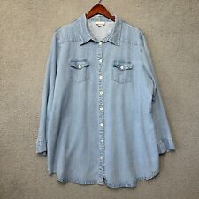 Soft Surroundings Top Women 2X Plus Blue Chambray Button Down Tunic Lyocell picture