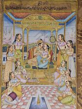 Mughal Dynasty Art Hand Painted Indian Moghul Harem Watercolor Ethnic Painting picture