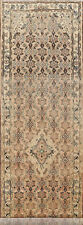 Semi-Antique Muted Pink/ Ivory Geometric Hamedan Hand-knotted Runner Rug 4x13 picture