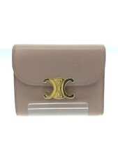 CELINE Triomphe Small Comapact Wallet Pink Leather with Box & Dust bag S-SD-4250 picture