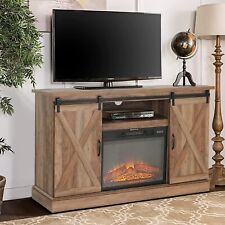 TV Stand with Fireplace for TV'S Up to 65'' Sliding Barn Door Storage Cabinet picture