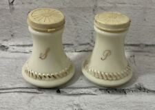 Vintage Wheaton Custard Glass with Gold Gilt Salt & Pepper Shakers picture