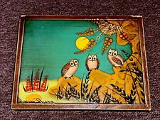 Vintage 1970s Signed Arturo Alcala Mexican Tonala Folk Art Painting, Owls  6
