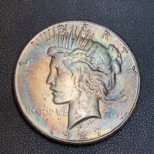 1927-S $ PEACE SILVER DOLLAR *RARE DATE* *RAINBOW TONING* *COLOR* picture