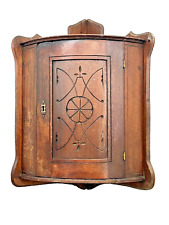 rare small bow front Victorian walnut hanging corner cupboard cabinet 1860 picture