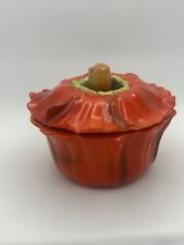 Royal Bayreuth Bavaria Porcelain Figural Red Poppy Covered Dish Bowl Jar 3.75