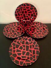 Fitz and Floyd Terrazzo Porcelain Red And Black Salad Plates 7 1/2” Set of 4 picture