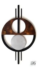Geometric Abstract Wood Metal Wall sculpture, Contemporary Brown Wall Art 43x22 picture