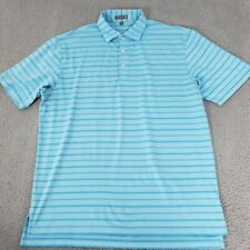 Peter Millar Summer Comfort Polo Shirt Mens Large Blue Striped Golf Wicking picture