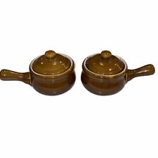 Vintage Lot of 2 French Onion Soup /Bean Bowls with Handles and Lids picture