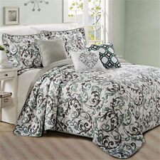 HST 6 Piece Print Microfiber Bedspread Quilts Set Queen King Teal Ravello Scroll picture