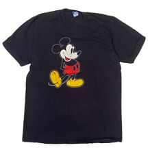 VTG 1980’s Disney Mickey Mouse T-shirt Tag Large Small Black  Made In USA picture