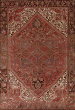 Vintage Red Geometric Heriz Traditional Area Rug 8x11 Hand-knotted Wool Carpet picture