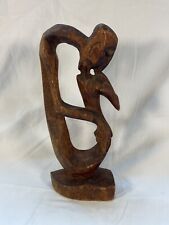 VTG KISSING COUPLE Hand Carved Wooden Statue 11x5”  LOVERS Sculpture picture