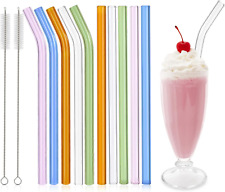 10 Pcs Reusable Glass Smoothie Straws,9''X12 Mm Glass Drinking Straws for Milksh picture