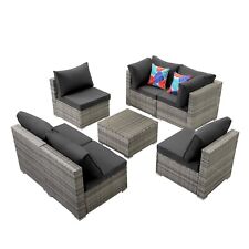 Mondawe 7 Piece Patio Outdoor Wicker Conversation Sofa Set w/Cushions,Pillows picture