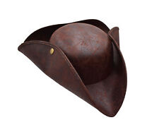 Distressed Brown Pirate Tricorne Hat  Tricorn Faux Leather Colonial Costume picture
