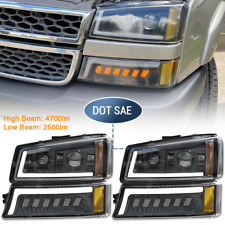 For 03-06 Chevy Silverado Avalanche DRL LED Headlights DOT Bumper Signal Lamps picture