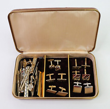 Lot of 6 Pairs Vintage Cufflinks Woven Knot Cuff Links Storage Case & Extras picture