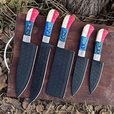Handmade Forged Carbon Steel CHEF Knife KITCHEN KNIVES SET Texas Flag Handle picture