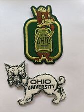 (2) UO University of Ohio Bobcats Vintage Embroidered Iron On Patches 3.5” & 3” picture