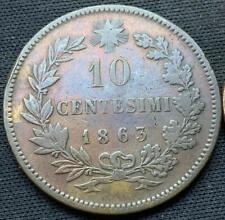 1863 Italy 10 Centesimi Coin VF  Vittorio Emanuele II    #L119 picture